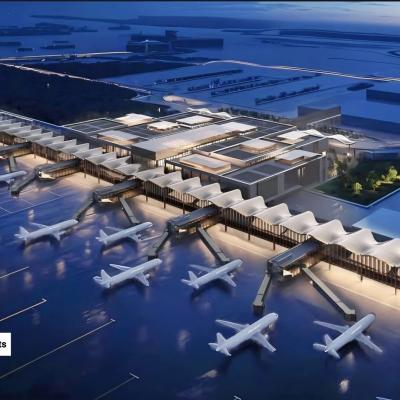 التصميم المقترح الاول لـ تصميم مطار بغداد الدولي الحديد